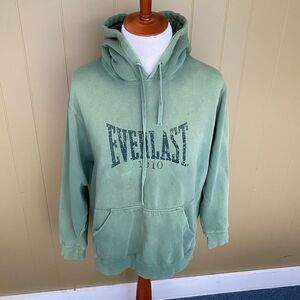 Everlast men XL cotton blend pullover drawstring hoodie green